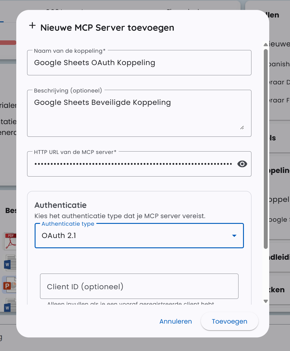 Instellen Server OAuth URL