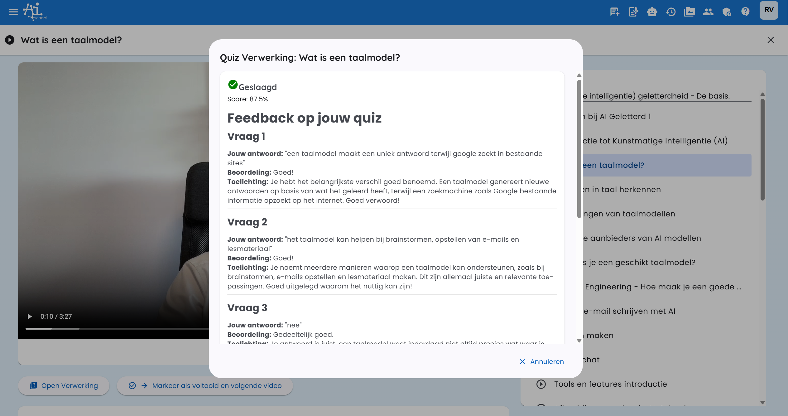 Feedback en resultaten