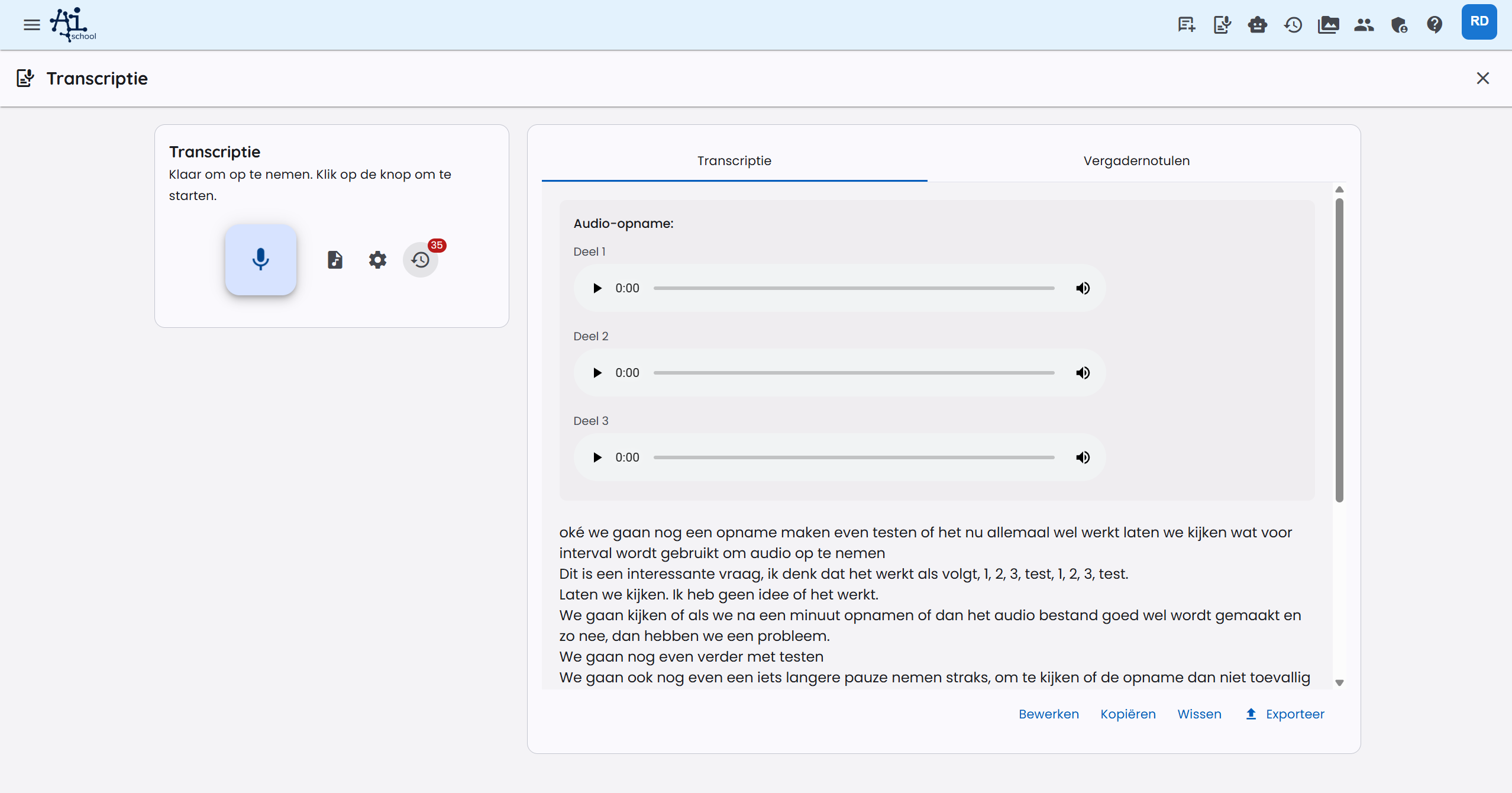 Transcriptie ingeladen
