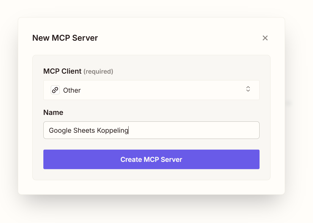 Nieuwe MCP server maken