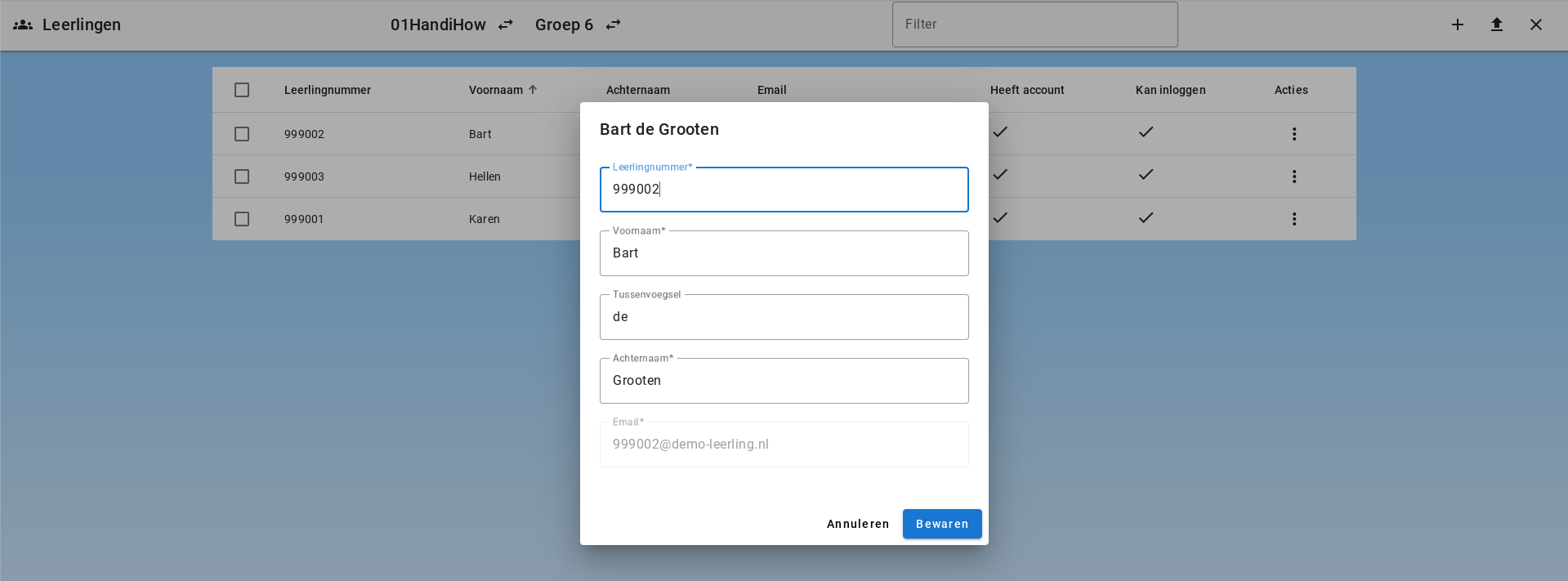 Schüler aktualisieren