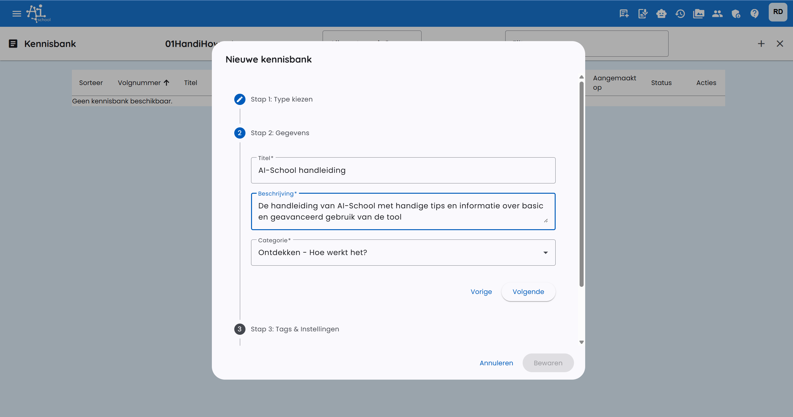 Knowledge base item title and description