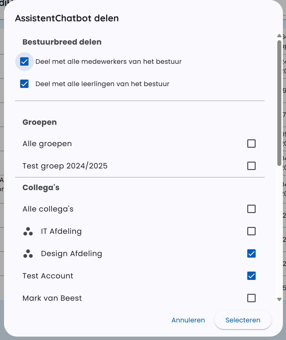 Partager un assistant à l'échelle du conseil