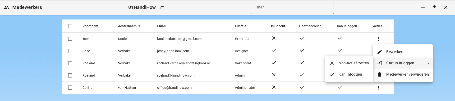 Statut des employés