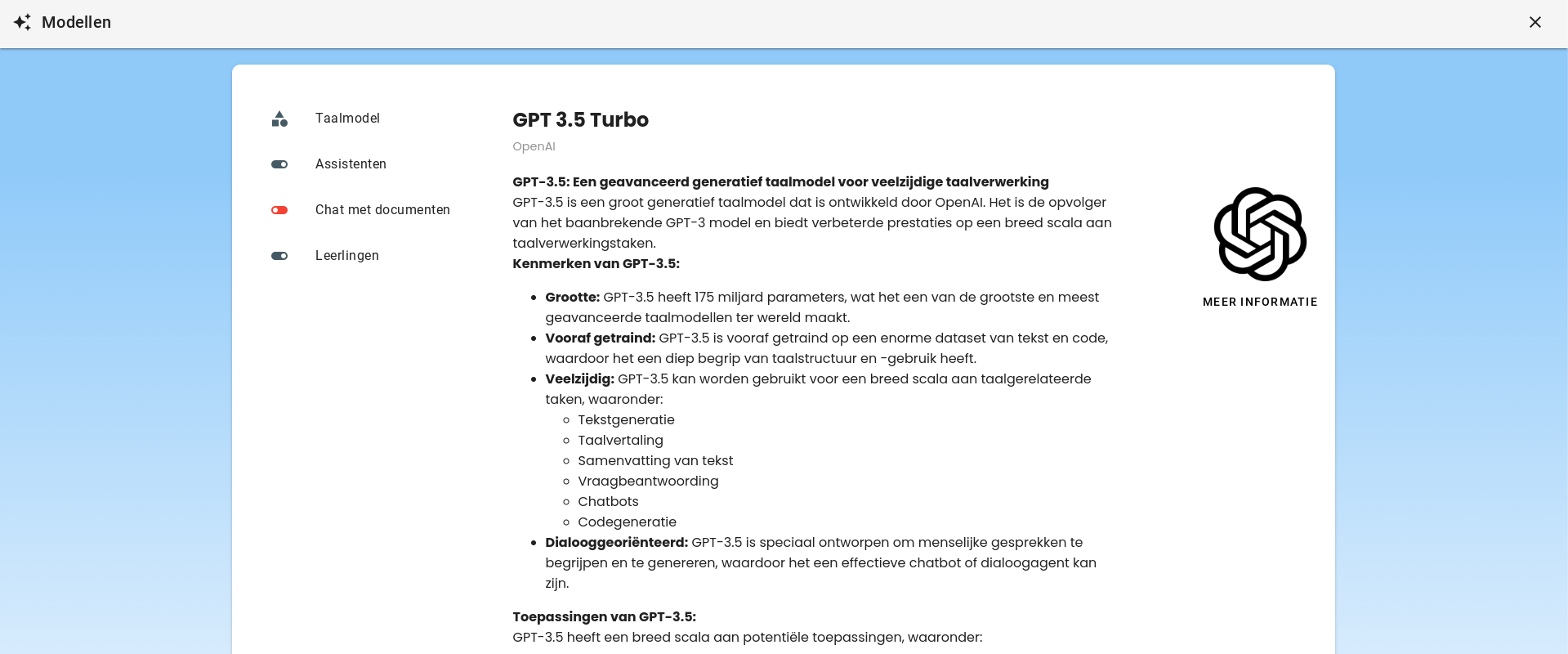 Aperçu des modèles