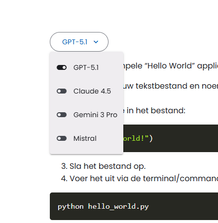 Utvalg språkmodeller