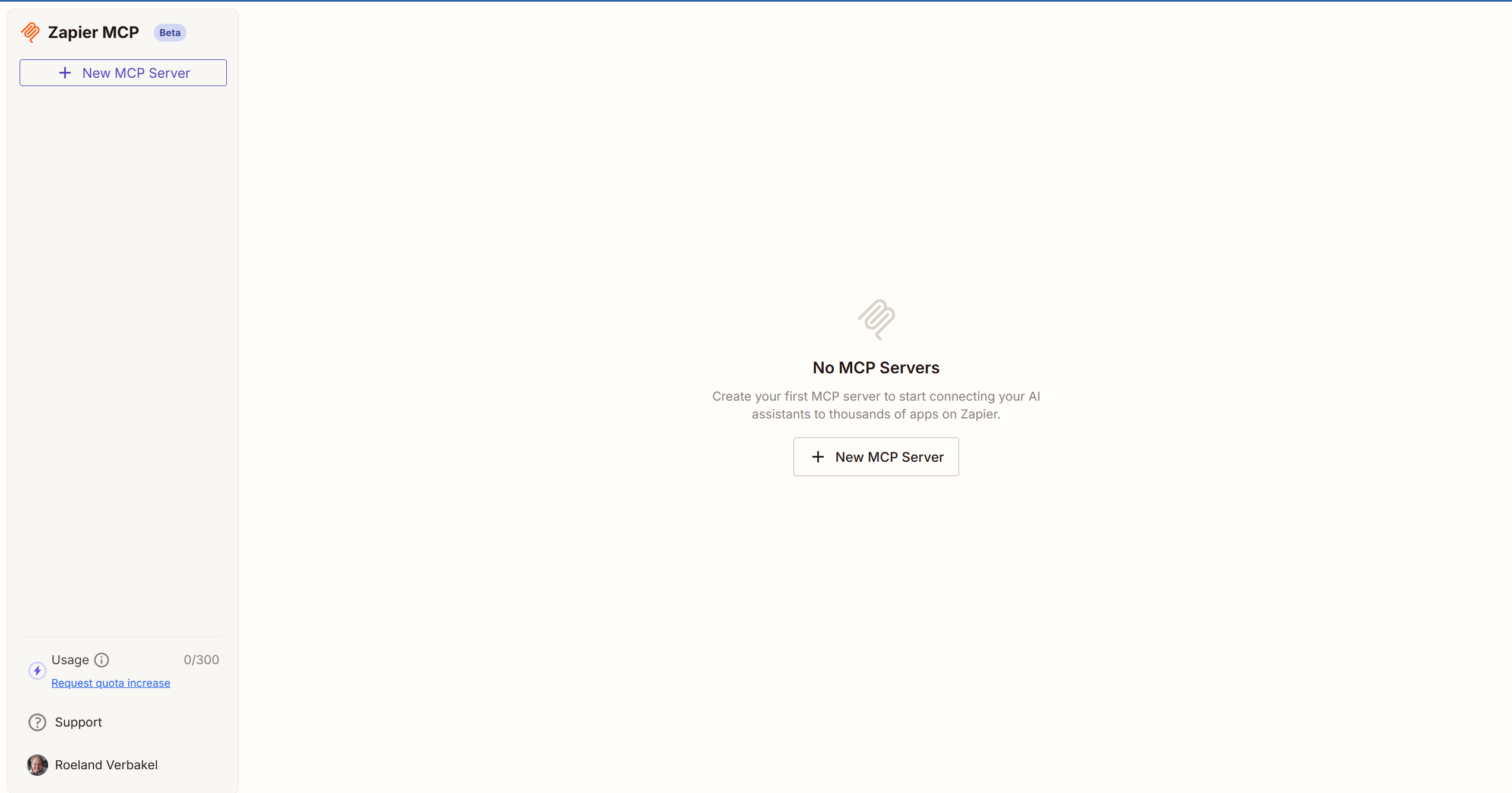 Startskjerm Zapier MCP