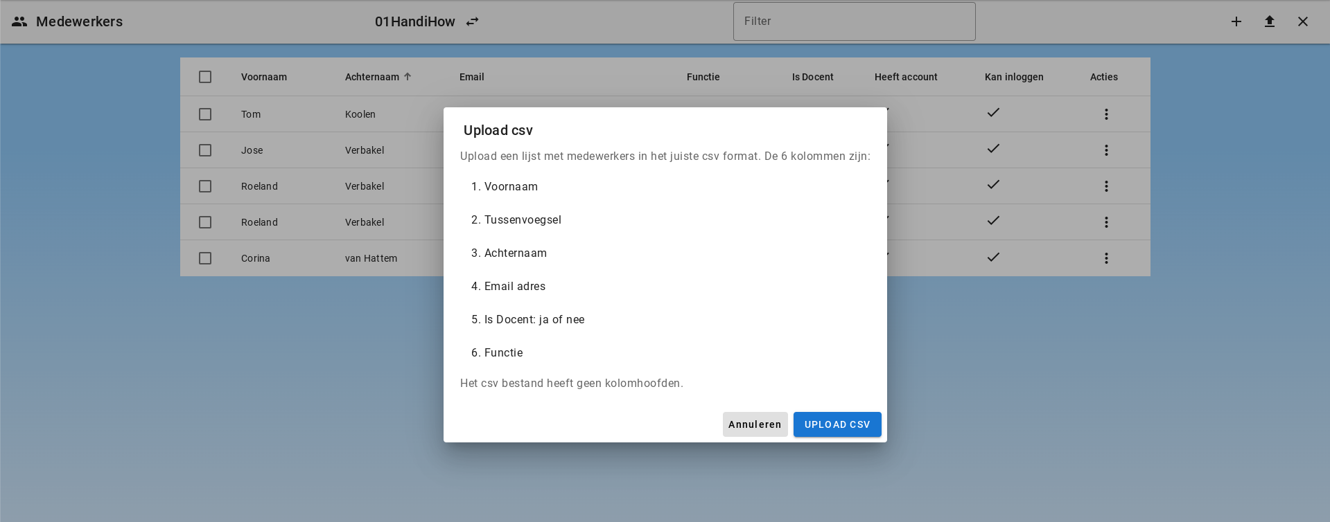 Pracownicy przesyłanie przez csv